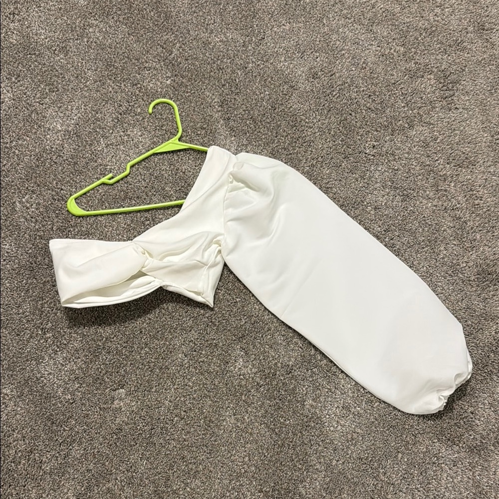 Zara White One-Shoulder Crop Top